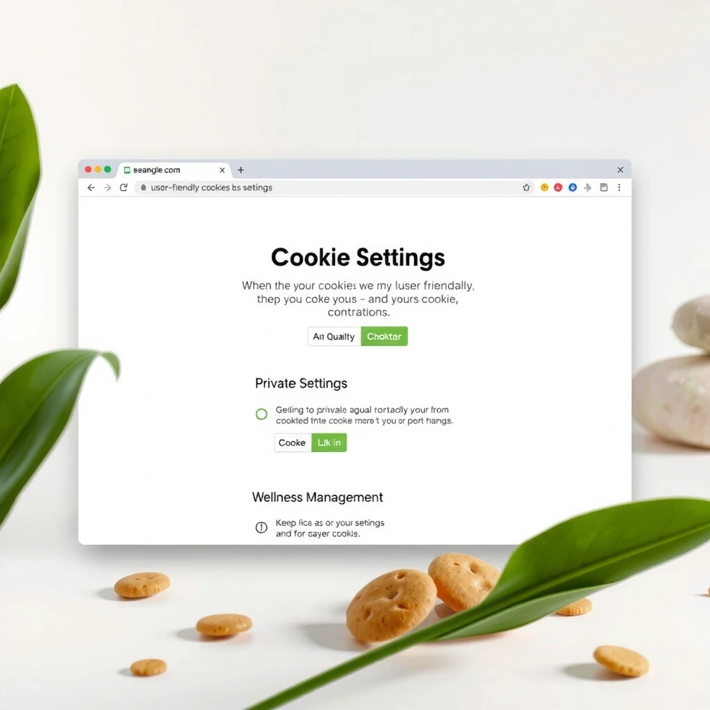 Cookie management settings illustration with browser interface and security controls